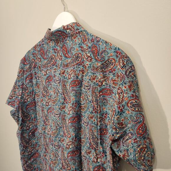 VATPAVE Men Paisley Hawaiian Shirt Button Down Beach Vacation Casual - Size L - Picture 4 of 7